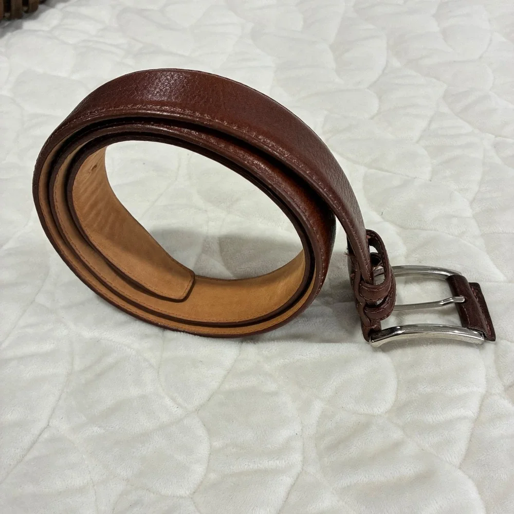 Handcrafted in‎ America Genuine Leather Brown Belt Career Casual Mens Size 38/35